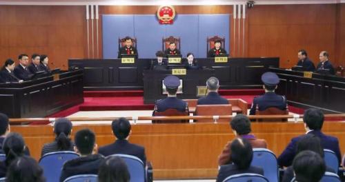 Zhou Chunyu, former vice governor of east China's Anhui Province, stands trial at the Intermediate People's Court of Jinan in Shandong Province, Feb. 22, 2019. [Photo: The Intermediate People's Court of Jinan]