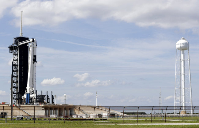 A Falcon 9 SpaceX rocket, ready for launch, sits on pad 39A at the Kennedy Space Center in Cape Canaveral, Fla., Friday, March 1, 2019. [Photo: AP]