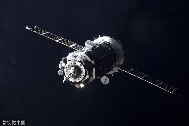 This NASA photo obtained March 19, 2019 shows the Soyuz MS-12 spacecraft that launched three new Expedition 59-60 crew members to the International Space Station as it approaches its docking port on March 15, 2019 on the Rassvet module. [Photo: VCG]