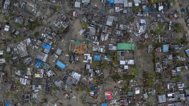 Seen from a drone Praia Nova Village, one of the most affected neighbourhoods in Beira, razed by the passing cyclone, in the coastal city of Beira, Mozambique, Sunday March 17, 2019. Families are returning to the vulnerable shanty town following cyclone high winds and rain. [File Photo: AP] 