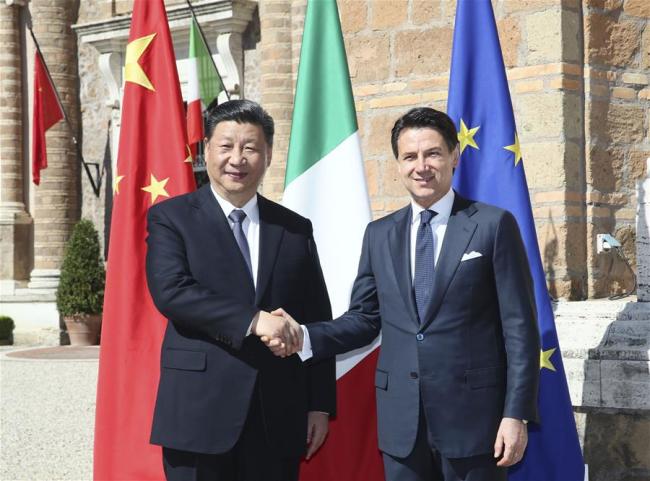 Chinese President Xi Jinping and Italian Prime Minister Giuseppe Conte hold talks in Rome, Italy, March 23, 2019. [Photo: Xinhua/Lan Hongguang]