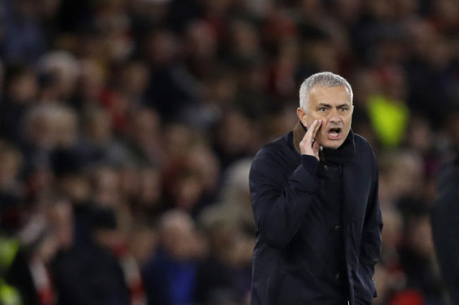 Manchester United's manager Jose Mourinho gives instructions from the side line during the English Premier League soccer match between Southampton and Manchester United at St Mary's stadium in Southampton, England Saturday, Dec. 1, 2018. [File photo: AP]