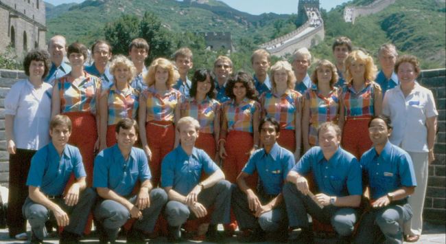 Utah-based Brigham Young University arts troupe on the Great Wall in Beijing. [Photo: Screenshot of video provided by BYU]