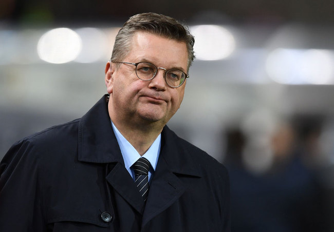 In this file photo taken on October 8, 2017 Reinhard Grindel, President of the German Football Association (DFB, Deutscher Fussball Bund), is pictured prior to the FIFA World Cup 2018 qualification football match between Germany and Azerbaijan in Kaiserslautern, western Germany. [Photo: AFP/Christof Stache]