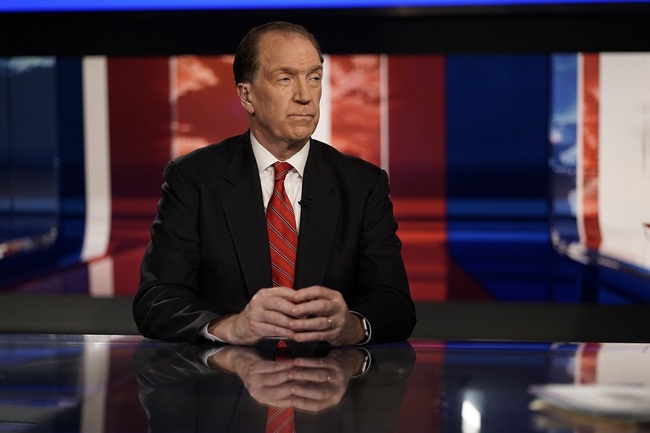 FILE- In this Feb. 6, 2019, file . David Malpass, undersecretary for international affairs at the Treasury Department, listens to Trish Regan during "Trish Regan Primetime" on Fox Business in Washington. [File Photo: IC]