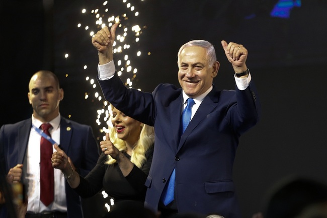 Israel's Prime Minister Benjamin Netanyahu waves to his supporters after polls for Israel's general elections closed in Tel Aviv, Israel, Wednesday, April 10, 2019.[Photo: AP]