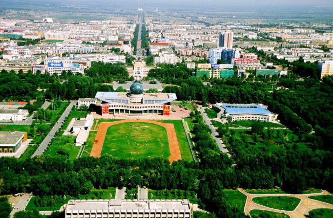 An undated photo shows an aerial view of Shihezi, Xinjiang. [File photo: Shihezi Photographer Association]