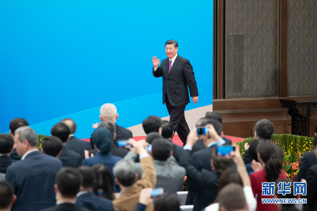 Chinese President Xi Jinping meets the press at the closing of the Second Belt and Road Forum for International Cooperation in Beijing on April 27, 2019. [Photo: Xinhua]