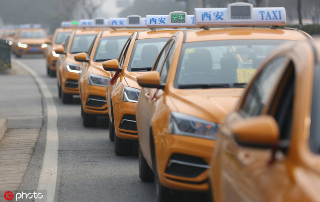 Methanol-fueled taxis in Xi'an [File photo: IC]