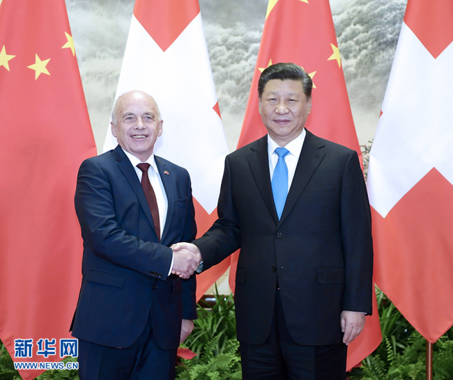 Chinese President Xi Jinping meets with Swiss Confederation President Ueli Maurer at the Great Hall of the People in Beijing on April 29, 2019. [Photo: Xinhua]