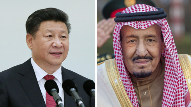 Chinese President Xi Jinping (L) and Saudi King Salman bin Abdulaziz Al Saud. [File Photo: China Plus]