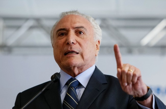 Former Brazilian President Michel Temer during the inauguration ceremony of the new airport of Espirito Santo State, in Vitoria, on March 29, 2018. [Photo: AFP]
