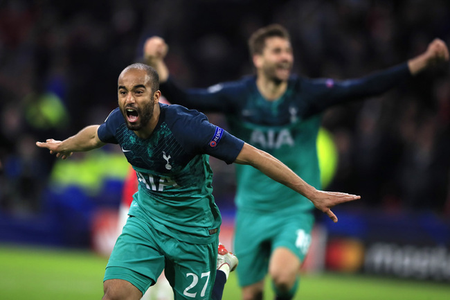 Tottenham's Lucas Moura celebrates after scoring his side's third goal during the Champions League semifinal second leg soccer match between Ajax and Tottenham Hotspur at the Johan Cruyff ArenA in Amsterdam, Netherlands, Wednesday, May 8, 2019. [Photo: AP]