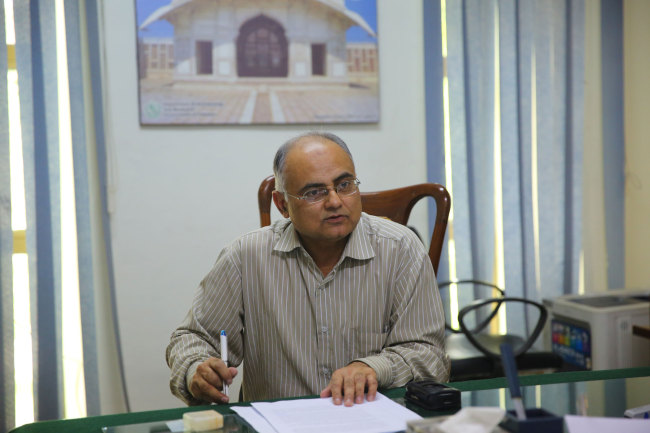 Tahir Saeed is from Pakistan's Department of Historical and Cultural Heritage speaks during an interview with a CRI reporter on May 9, 2019.[Photo:Chinaplus]