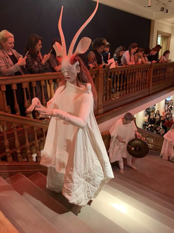 Performers played mythical creatures from "The Classic of Mountains and Seas", the "Shan Hai Jing", at a show at Christie's auction room in London, on Monday, May 13. [Photo: China Plus/Kang Xindong]