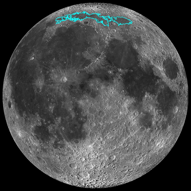 A mosaic composed of many images taken by NASA's Lunar Reconnaissance Orbiter, and released by NASA on May 13, 2019, shows new surface features (outlined) of the Moon, discovered in a region called Mare Frigoris. The Moon is steadily shrinking, causing wrinkling on its surface and quakes, according to an analysis of imagery captured by NASA's Lunar Reconnaissance Orbiter. [Photo: NASA via AFP]