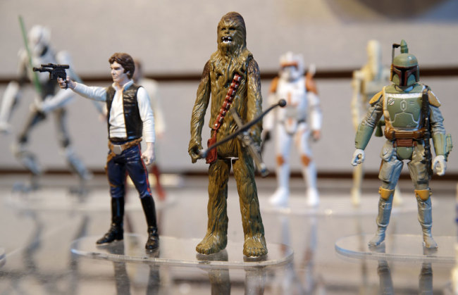 Star Wars figurines are displayed at the Hasbro showroom during the American International Toy Fair in New York, Tuesday, Feb. 18, 2014. [Photo: IC]
