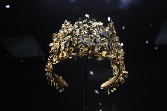 A golden crown excavated at Tilla Tepe in Afghanistan that dates back to A.D. 25-50. [Photo: IC]