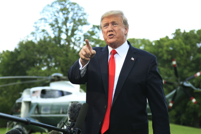 President Donald Trump speaks to reporters before leaving the White House in Washington, Monday, May 20, 2019, to attend a campaign rally in Montoursville, Pa. [Photo: AP/Manuel Balce Ceneta]