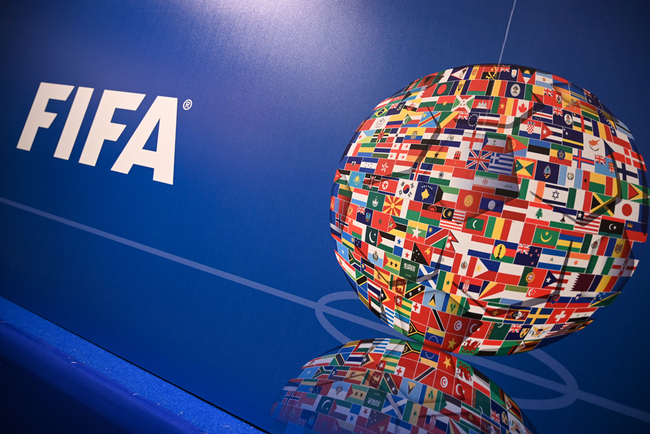 A picture shows the FIFA logo during a press conference held by the president of the football's governing body at the FIFA Executive Football Summit on February 15, 2019 in Istanbul. [File photo: AFP/Ozan Kose]