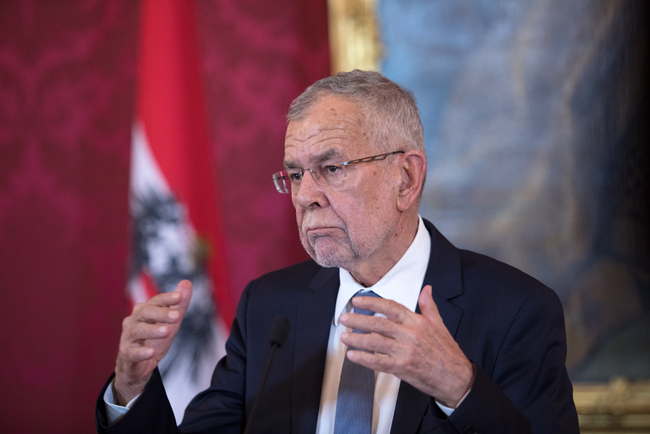 Austrian President Alexander Van der Bellen gives a press conference in Vienna on May 27, 2019. [Photo: AFP/Alex Halada]