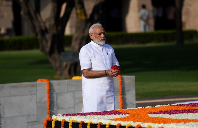 India Prime Minister Narendra Modi pays tribute at Rajghat, the memorial for Mahatama Gandhi, in New Delhi on May 30, 2019. [Photo: AFP]