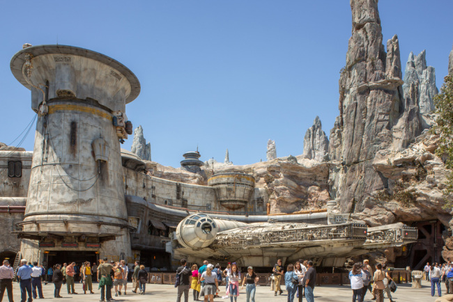 Outside the Millennium Falcon ride at the new Star Wars: Galaxy's Edge expansion at Disneyland Park in Anaheim, Calif. on May 20, 2019. [Photo: IC]