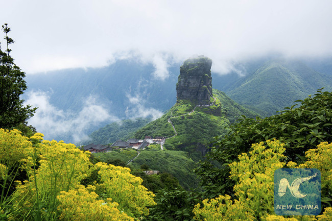 Mists flow through Mount Fanjingshan, situated in the city of Tongren in China's southwestern province of Guizhou, on Aug. 7, 2017. [Photo: Xinhua/Yao Lei]
