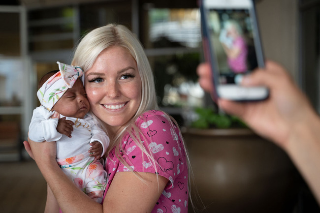 In this picture received by AFP from Sharp Mary Birch Hospital for Women & Newborns on May 29, 2019, shows a nurse holding baby Saybie, the world's smallest surviving newborn, on the day she was released from the NICU in San Diego, California. [Photo: AFP]