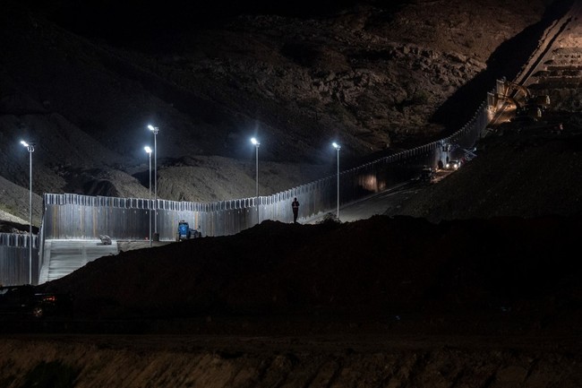 Construction of a border wall is pictured on a piece of private land located directly on the US-Mexican Border owned by the American Eagle Brick Company, late May 30, 2019 in Sunland Park, New Mexico. "We Build The Wall," a group which has collected about $20 million from donors on GoFundMe to build their own section of a Bollard fencing "wall" on private land. [Photo: AFP]