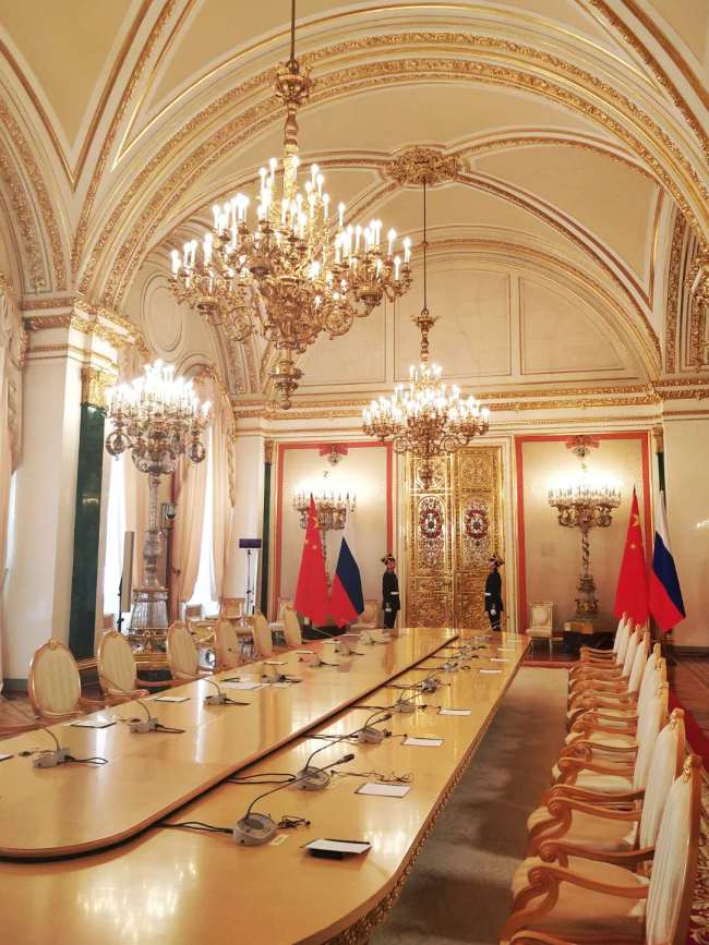 The Kremlin venue for the meeting between Russian President Vladimir Putin and visiting Chinese President Xi Jinping, June 5, 2019. [Photo: China Plus]
