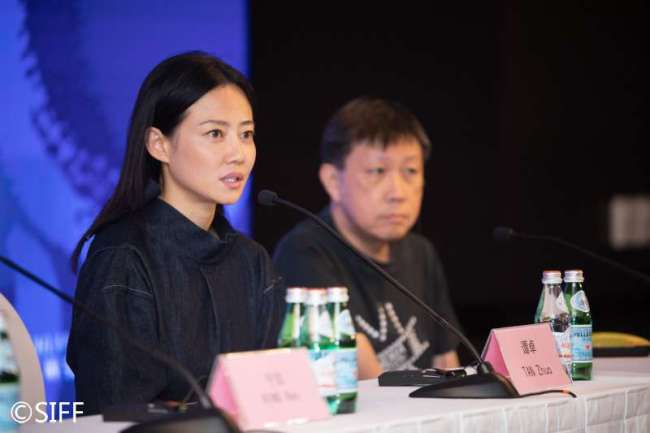 Actress Tan Zhuo speaks at a media event at the Shanghai International Film Festival, June 17, 2019. [Photo: siff.com]