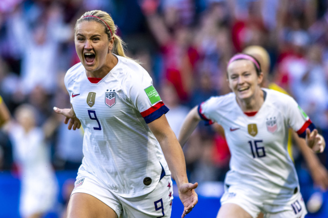 Jonna Andersson celebrates after scoring a goal during a match between USA and Sweden at the 2019 FIFA Women's World Cup on Thursday, June 20, 2019 at the Oceane Stadium in Le Havre, France. [Photo: IC]
