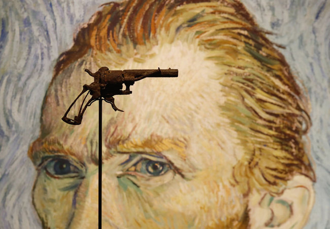 In this file photo taken on June 14, 2019 a revolver believed to be the gun Dutch 19th century painter Vincent Van Gogh used to kill himself on 27 July 1890 is on public display at Paris' Drouot auction house. [File photo: AFP/Francois Guillot]