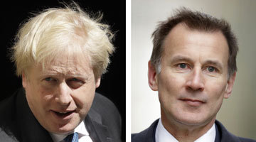 Former Foreign Secretary Boris Johnson and his successor as foreign secretary Jeremy Hunt. [File photo: China Plus]