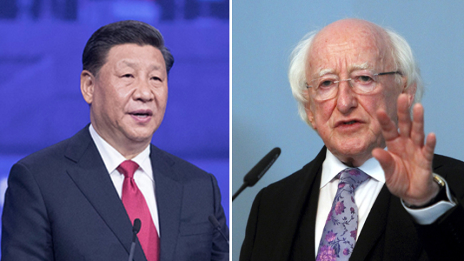 Chinese President Xi Jinping (L) and Irish President Michael D. Higgins. [File Photo: China Plus]