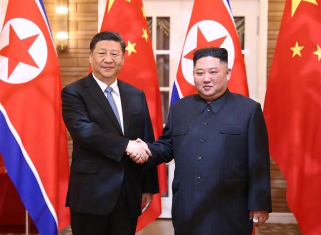 Xi Jinping, general secretary of the Central Committee of the Communist Party of China (CPC) and Chinese president, holds talks with Kim Jong Un, chairman of the Workers' Party of Korea (WPK) and chairman of the State Affairs Commission of the Democratic People's Republic of Korea (DPRK), in Pyongyang, DPRK, June 20, 2019. [Photo: Xinhua/Ju Peng]