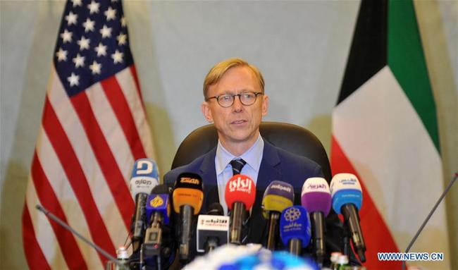 U.S. Special Representative for Iran Brian Hook speaks at a press conference in Kuwait City, Kuwait, on June 23, 2019. [Photo: Xinhua]