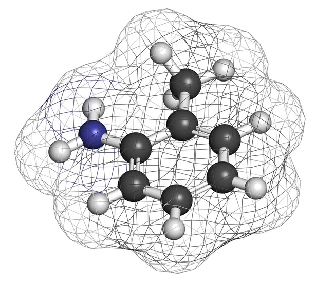 Toluidine (ortho-toluidine, 2-methylaniline) molecule. [Photo: IC]