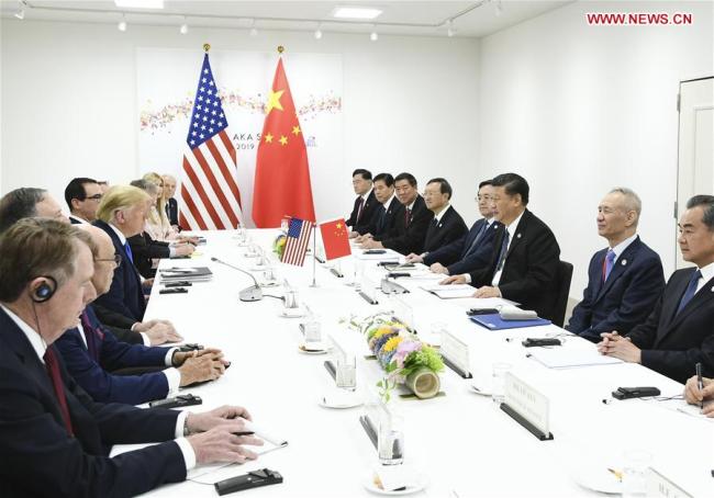 Chinese President Xi Jinping meets with U.S. President Donald Trump in Osaka, Japan, June 29, 2019.[Photo:Xinhua]
