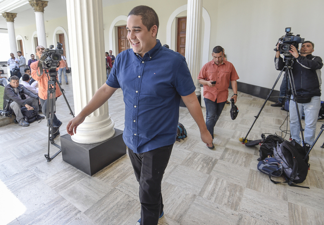 Venezuelan Constituent Assembly's member Nicolas Maduro Guerra, son of Venezulan President Nicolas Maduro, walks before a session in Caracas on August 8, 2017. [Photo: AFP/Juan Barreto]