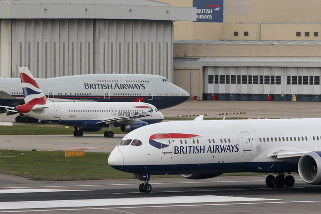 Civil jet aircraft of British Airways captured at Heathrow Airport near London, UK, on April 28, 2019. [File photo: IC]