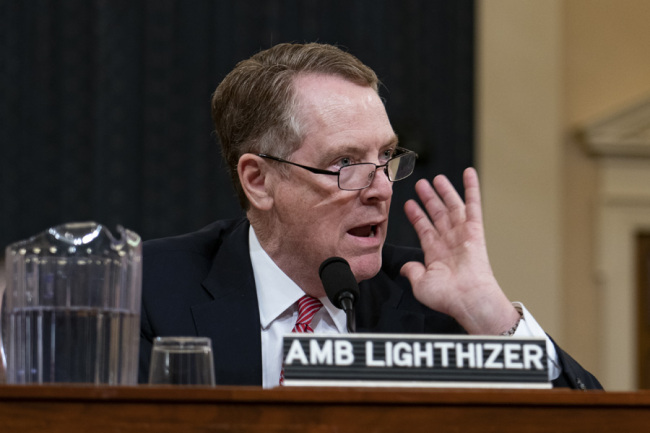 Ambassador Robert Lighthizer, United States Trade Representative, testifies to United States House of Representatives Committee on Ways and Means during a hearing on 2019 trade policy on Capitol Hill in Washington, D.C. [File Photo: IC]