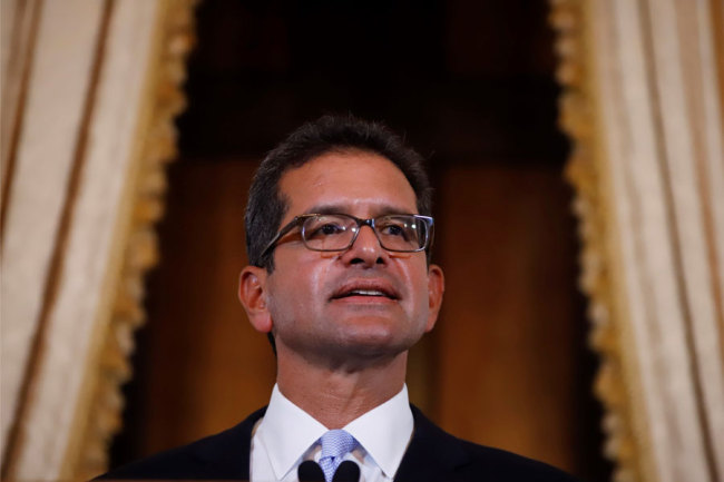 Pedro Pierluisi addresses the media after being sworn in as Puerto Rico Governor, in San Juan, Puerto Rico, 02 August 2019. [Photo: EFE/ Thais Llorca via IC]