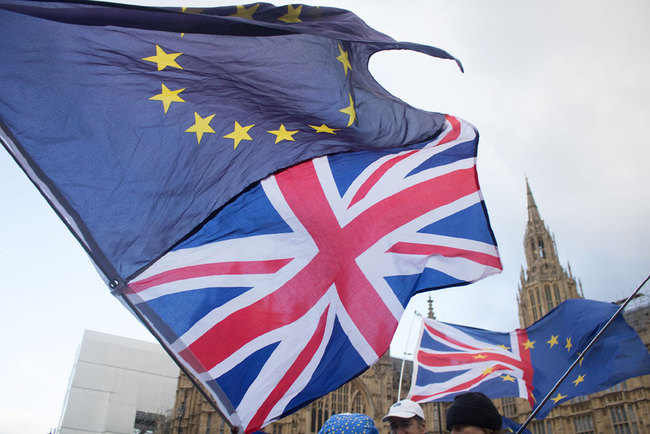 Anti-Brexit protesters protest outside Parliament in London, Britain. [File photo: Barcroft Images via VCG/Amer Ghazzal]