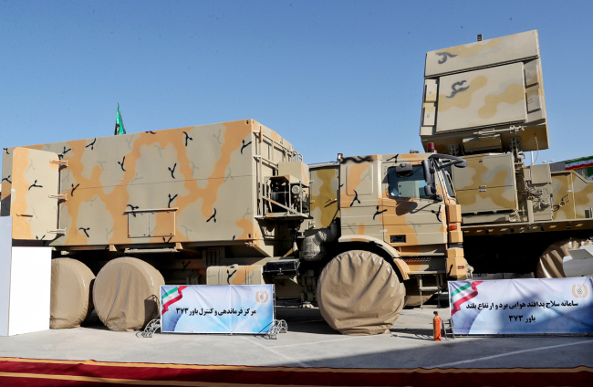Iran's domestically-built air defense missile system Bavar-373, a long-range surface-to-air missile system, is unveiled during a ceremony in Tehran, Iran, August 22, 2019. [Photo: EPA via IC]