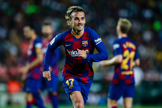 Antoine Griezmann from France of FC Barcelona celebrating his goal during the La Liga match between FC Barcelona and Real Betis Balompie in Camp Nou Stadium in Barcelona 25 of August of 2019, Spain. [Photo: IC]