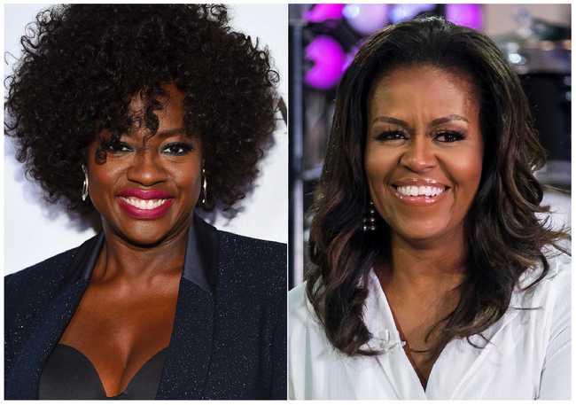 This combination photo shows actress Viola Davis at the Glamour Women of the Year Awards in New York on Nov. 12, 2018, left, and former first lady Michelle Obama on NBC's "Today" show in New York on Oct. 11, 2018. Davis is set to portray Obama in a Showtime series about America's first ladies. Davis also is an executive producer on the project, which is still in development. [Photo: AP/by Evan Agostini, left, and Charles Sykes/Invision]