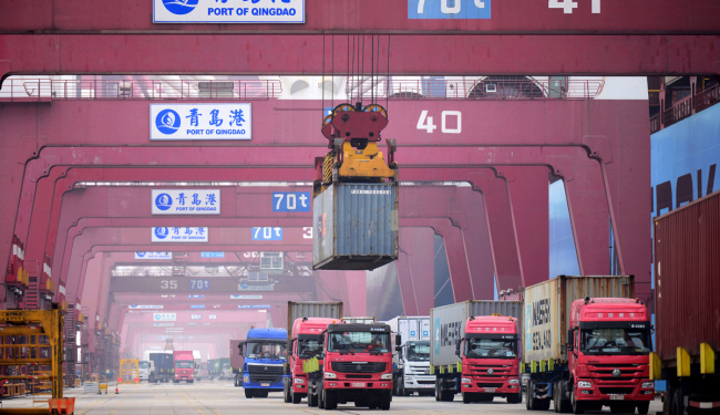 A view of the Port of Qingdao, Shandong Province. [File photo: IC]