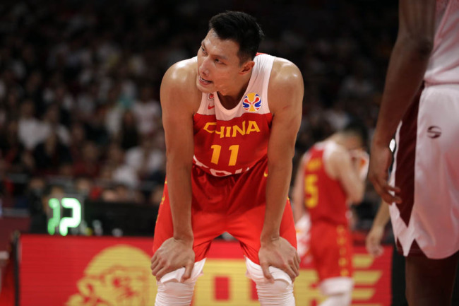 Yi Jianlian of China reacts during their group phase game against Venezuela in the FIBA Basketball World Cup at the Cadillac Arena in Beijing, Wednesday, Sept. 4, 2019. [Photo: IC]